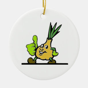 Onion With Thumbs Up Ceramic Tree Decoration
