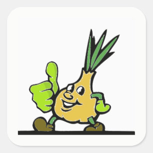 Onion With Thumbs Up Square Sticker