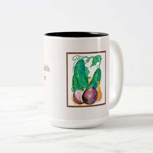 Onions and Cukes Two-Tone Coffee Mug (Front Right)
