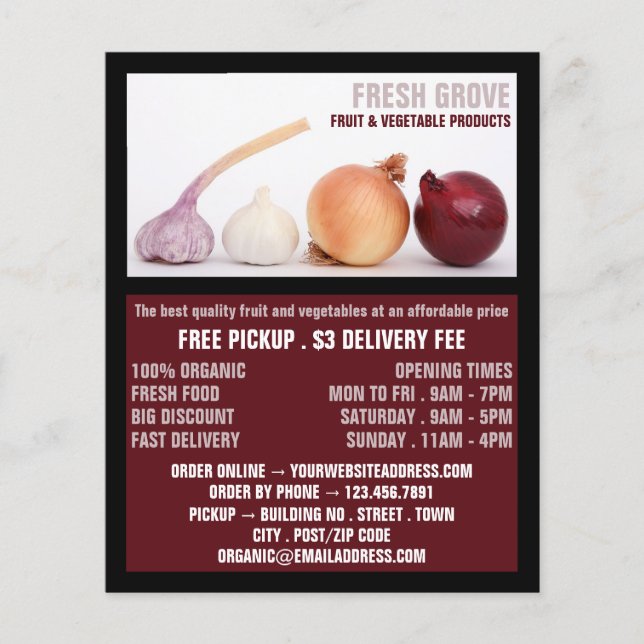 Onions & Garlic, Greengrocers Advertising Flyer (Front)