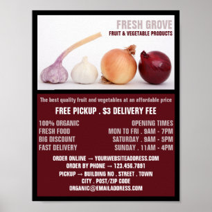 Onions & Garlic, Greengrocers Advertising Poster