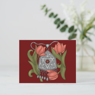 Onirzhyek kazakh decoration with tulips  postcard