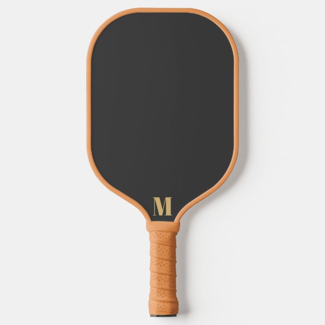 Onix and Indian Yellow Modern Monogram  Pickleball Paddle (Front)