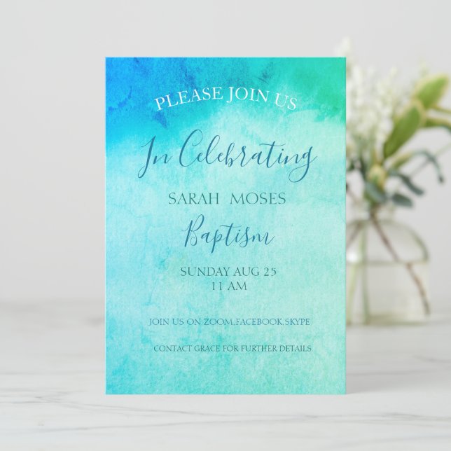 Online Adult Baptism Personalised Invitation (Standing Front)