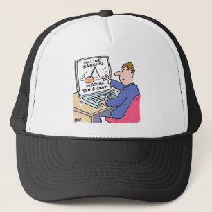 Online Banking Humour Funny Bank Customer Cartoon Trucker Hat