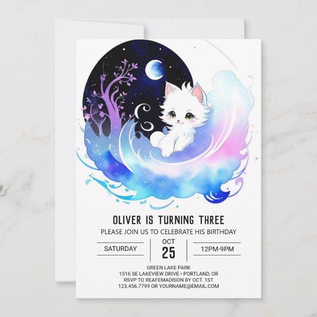 Online Cat Enchanted Birthday Invitation (Front)
