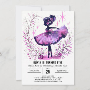 Online Children Ballerina Birthday Invitation