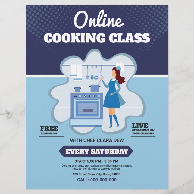 Online Cooking Class flyer (Front)