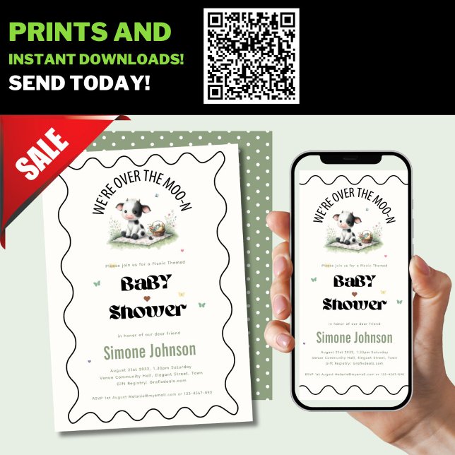 Online Cow Picnic Baby Shower Invite Templates (Creator Uploaded)