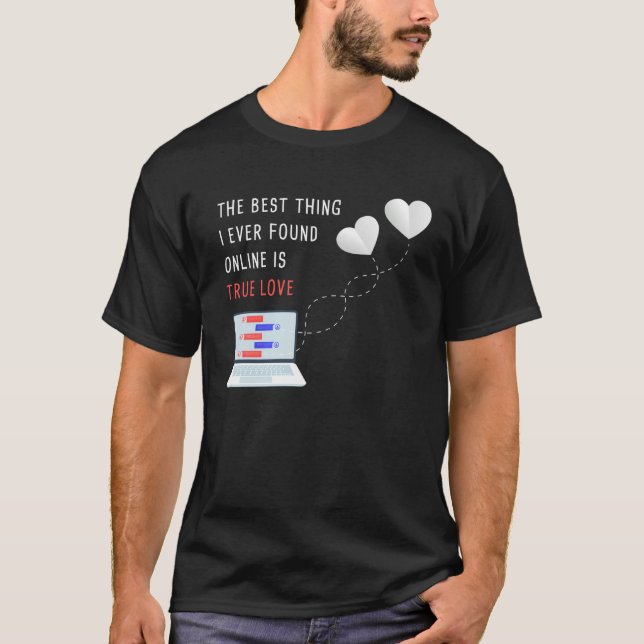 Online Dating Couples Relationship Valentineu2019s T-Shirt (Front)