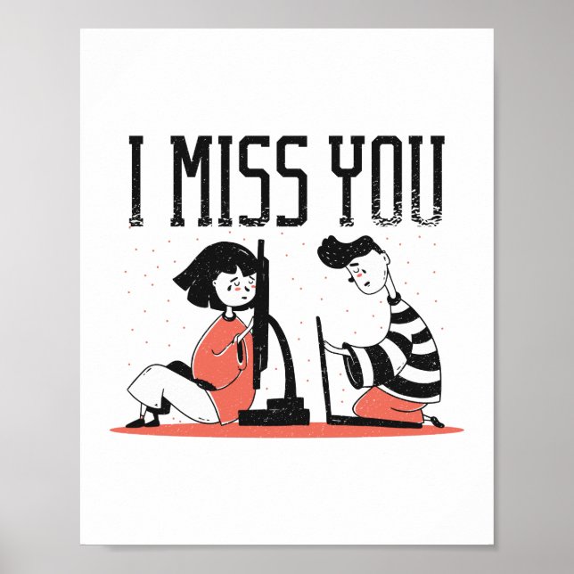 Online Dating Relationship MISS YOU Gift Cute Love Poster (Front)
