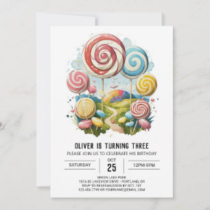 Online Editable Lollipop Birthday Invitation