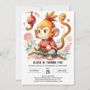 Online Elegant Monkey Birthday Invitation