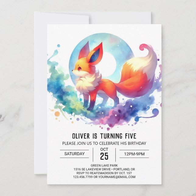 Online Enchanted Fox Birthday Invitation (Front)