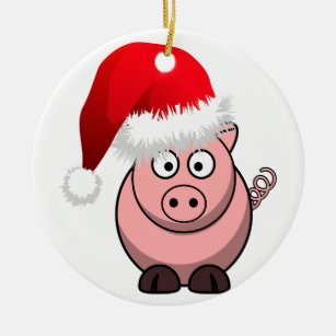 Online Farming Christmas Pig Ceramic Ornament