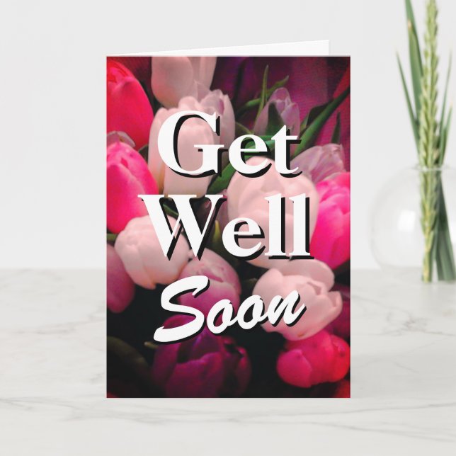Online Get well soon card with tulip flower photo (Front)