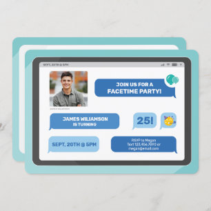 Online Group Video Chat Tablet Text Message Party Invitation