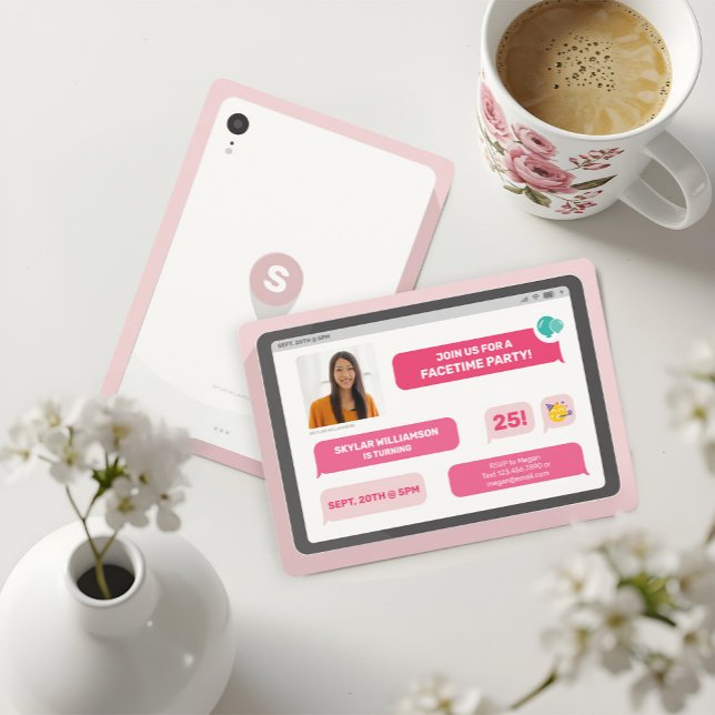 Online Group Video Chat Tablet Text Message Party Invitation (Online Group Video Chat Tablet Text Message Party Invitation)