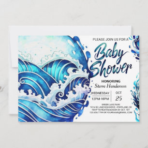 Online Nautical Waves Baby Shower Invitation