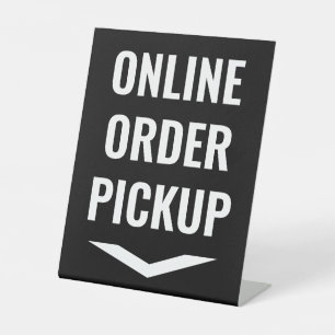 Online Order Pickup Black Pedestal Sign
