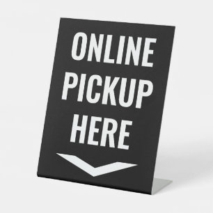 Online Pickup Here Black Pedestal Sign