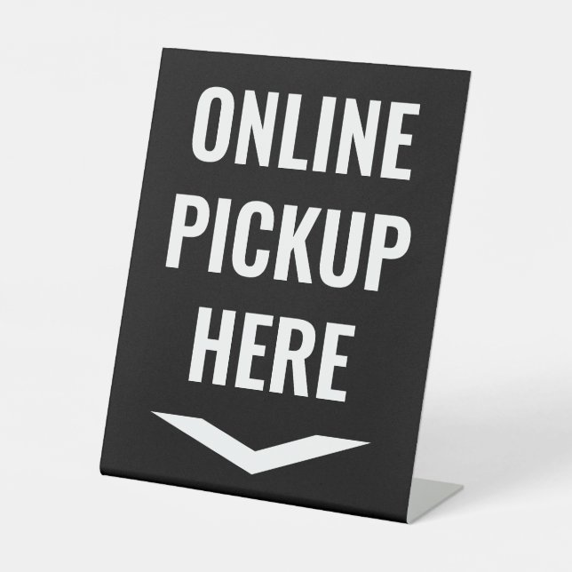 Online Pickup Here Black Pedestal Sign (Front)
