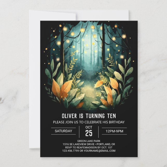 Online Pine Trees Woodland Birthday  Invitation (Front)