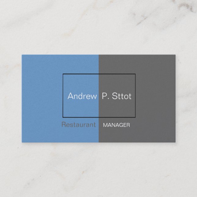 Online Printing Modern Bluish Framed Masculine Business Card (Front)