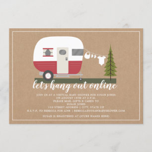 Online Red Trailer Camper Woodland Baby Shower Invitation