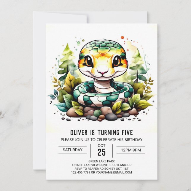 Online Reptile Children Birthday Invitation (Front)