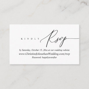 Online RSVP, Modern Minimal Black script Enclosure Card