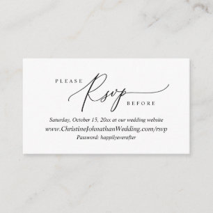 Online RSVP, Modern Simple Black script Enclosure Card