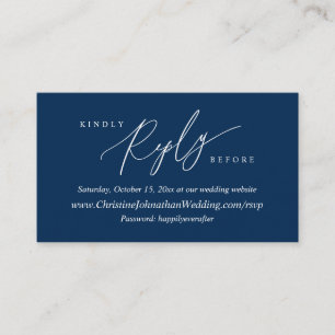 Online RSVP, Modern Simple Navy Blue Calligraphy E Enclosure Card
