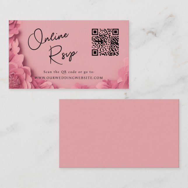 Online RSVP QR Code barbiecore wedding website Business Card (Front/Back)