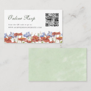 Online RSVP QR Code wildflower wedding website Business Card