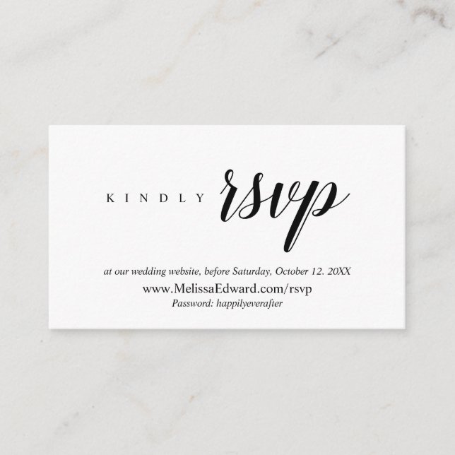Online RSVP website, Modern Classy Minimalist Enclosure Card (Front)