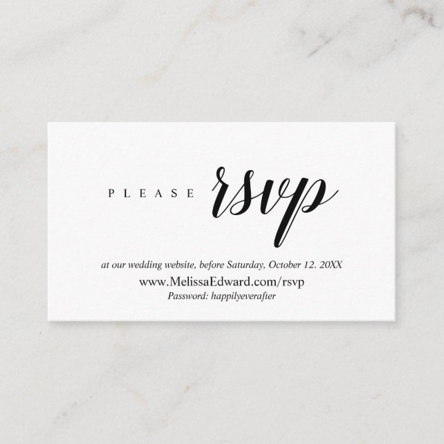 Online RSVP website, Modern Classy Minimalist  Enclosure Card (Front)