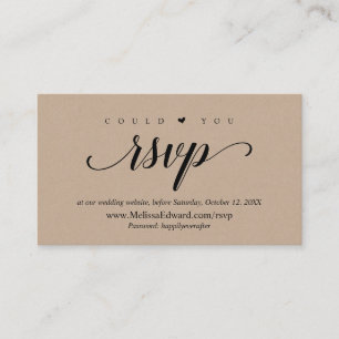 Online RSVP website, Rustic Brown Kraft Enclosure Card