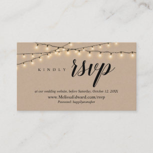 Online RSVP website, String Lights Kraft Enclosure Card