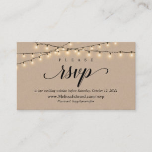 Online RSVP website, String Lights Kraft Enclosure Card