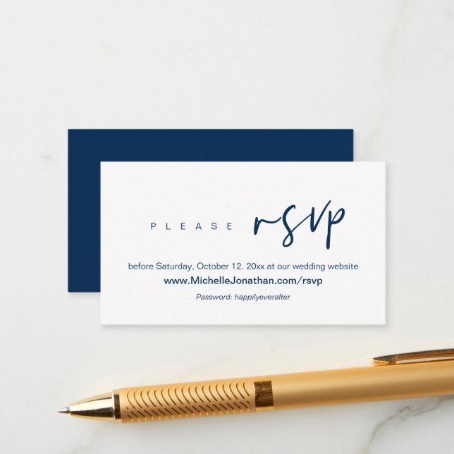 Online RSVP, Wedding website, Password, Modern Enc Enclosure Card (Front/Back In Situ)