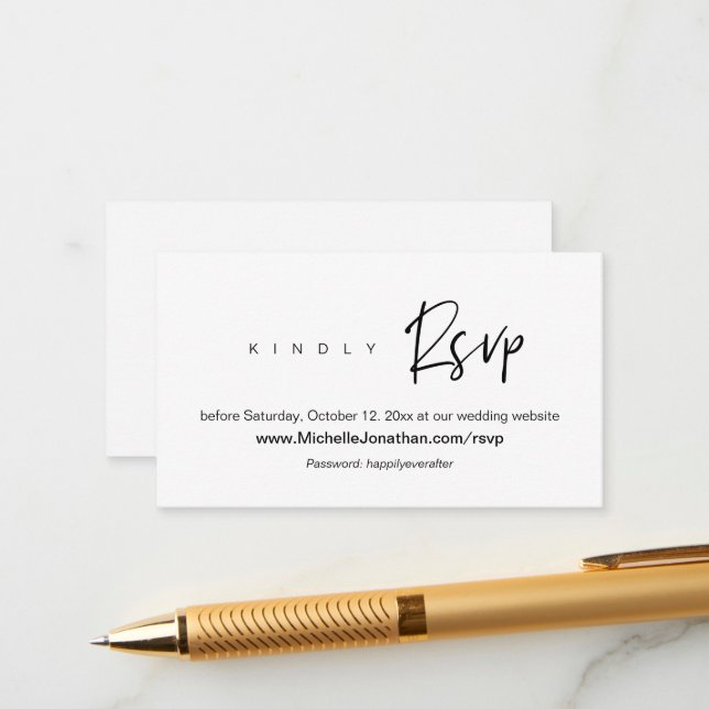 Online RSVP, Wedding website, Password, Reminder E Enclosure Card (Front/Back In Situ)