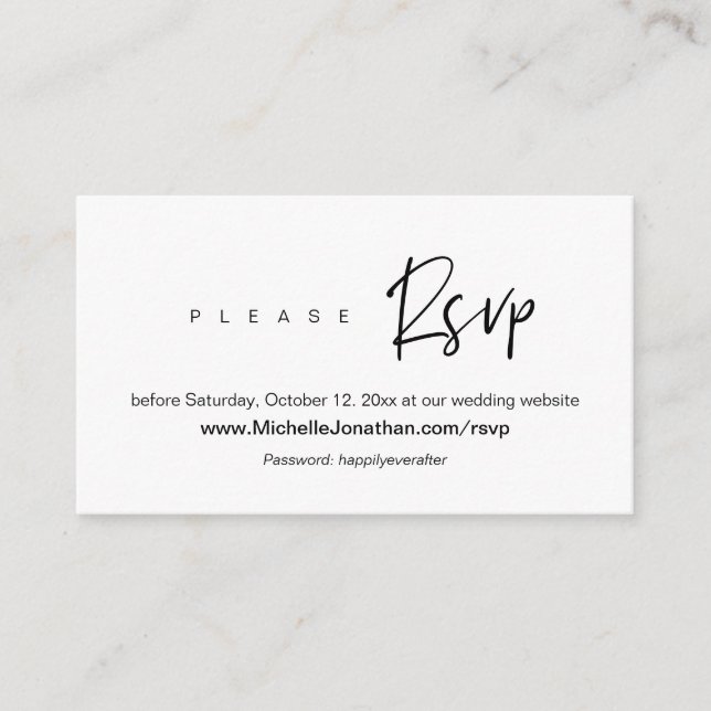 Online RSVP, Wedding website, Password, Reminder E Enclosure Card (Front)
