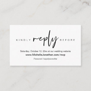 Online RSVP, Wedding website, Password, Reminder  Enclosure Card