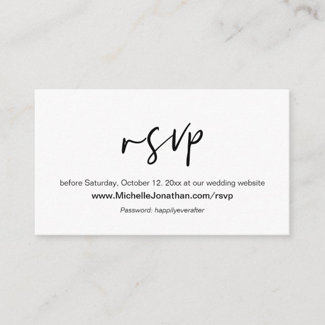 Online RSVP, Wedding website, Password, Reminder Enclosure Card (Front)