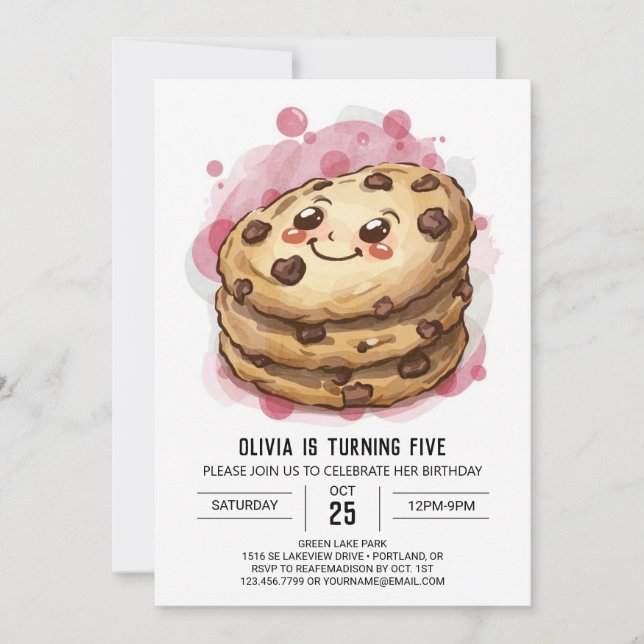 Online Sweets Pastel Cookies Birthday Invitation (Front)