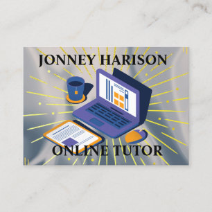Online Tutor Educator Mentor Coach Silver Gray Business Card