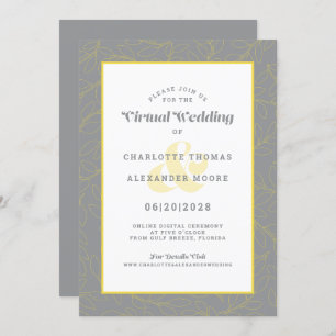 Online Virtual Yellow Grey Modern Abstract Pattern Invitation