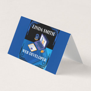 Online Web Developer Social Media Manager Blue   Business Card