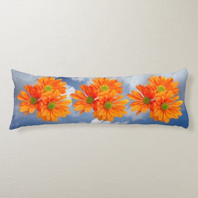 Only 3 Gerbera Daisy Blossoms + your text & ideas Body Cushion (Front)